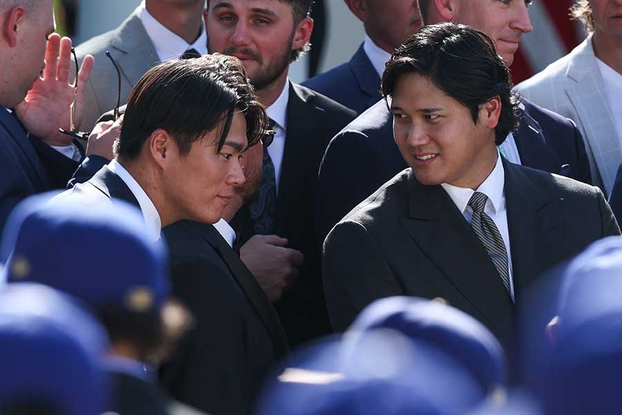 道奇白宮慶功 大谷翔平山本由伸同框引熱議
