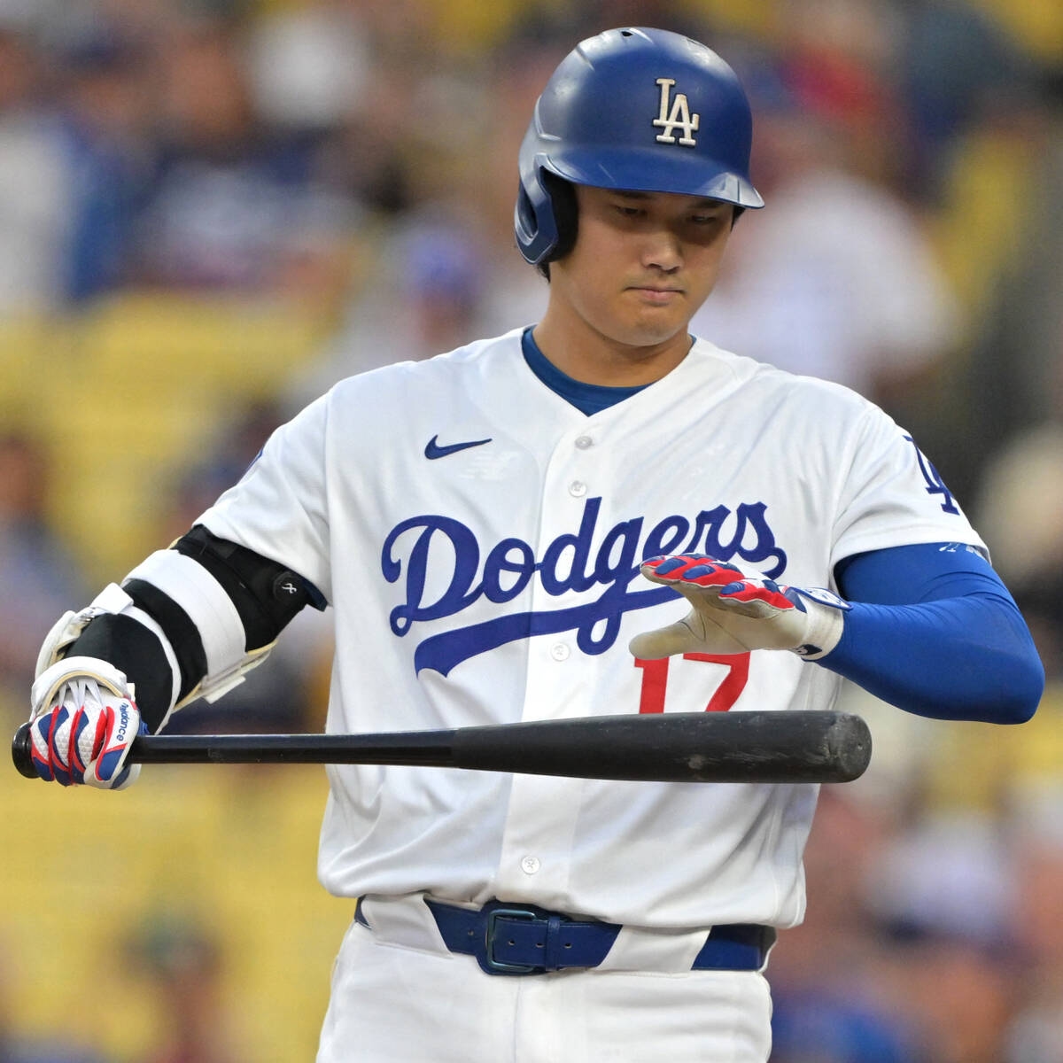 大谷翔平第3打席左飛 Justin Bieber現身道奇主場